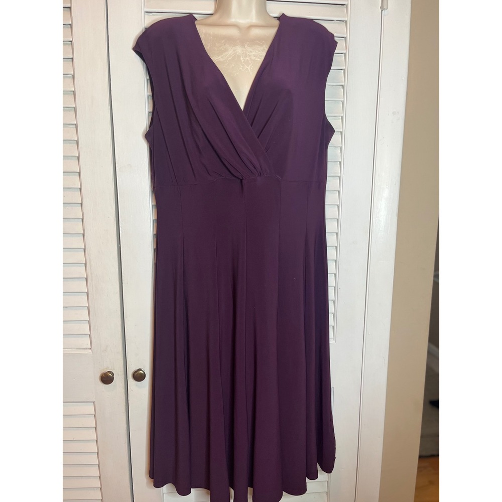 Vtg 70s Lauren Ralph Lauren Dress V-Neck Sleeveless Dress Shoulder Pads 14W